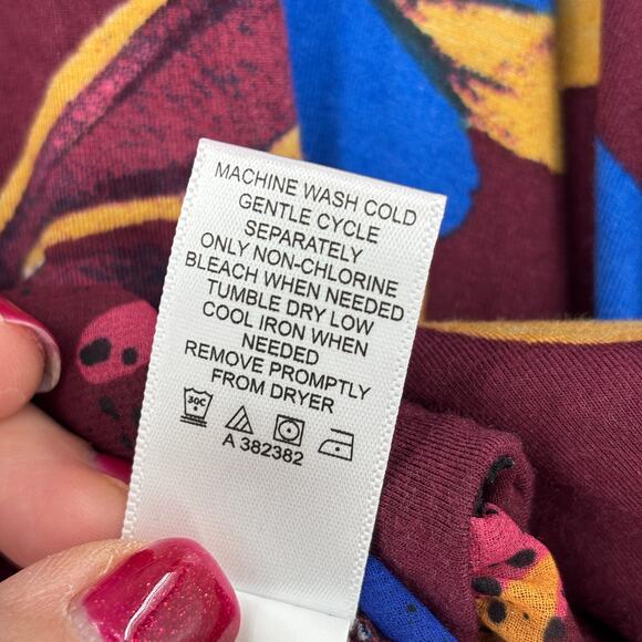 LOGO Lori Goldstein Tunic Blouse Top Size 2X Red Floral Chiffon Hem 3/4 Sleeve - Picture 11 of 11